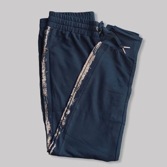 NWT Splendid Rose Gold Stripe Cropped Dolman Sleeve Hoodie & Pant Set - Picture 8 of 8